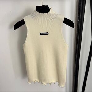 Miu Miu Cream Ribbed Tank Top